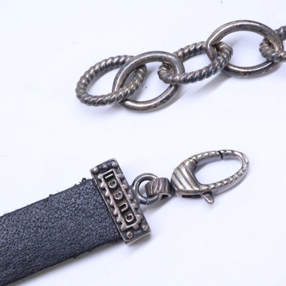 GUCCI Ag925 Double Tiger Head Leather Choker, Black, Women's - Picture 8 of 9
